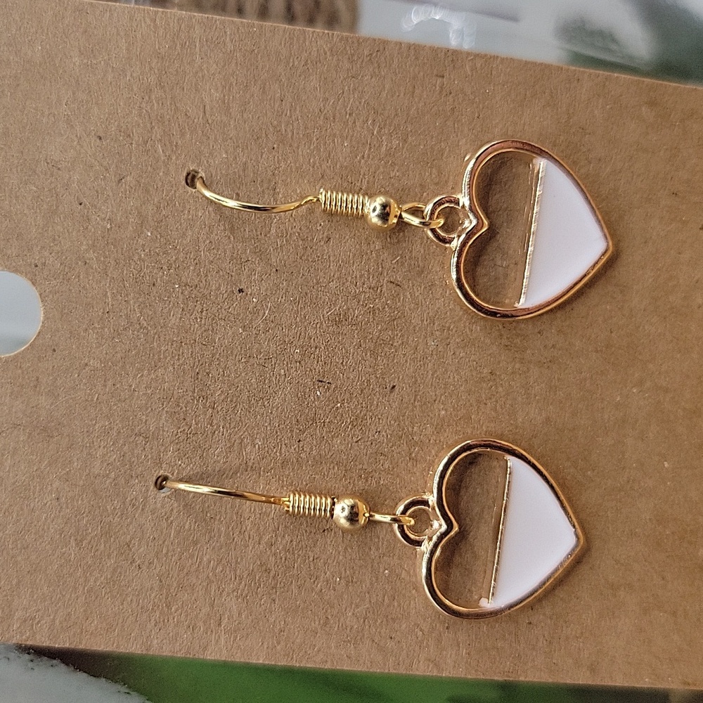 2/$10 white enamel charm earrings